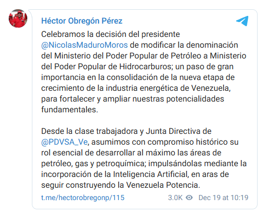 Industria petrolera venezolana avanza en la consolidación económica
