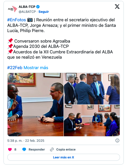 ALBA-TCP y primer ministro de Santa lucía debaten Agenda 2030