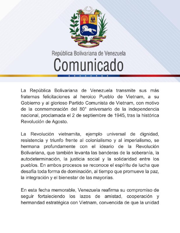 En profundad hermandad: Venezuela conmemora la independencia de Vietnam
