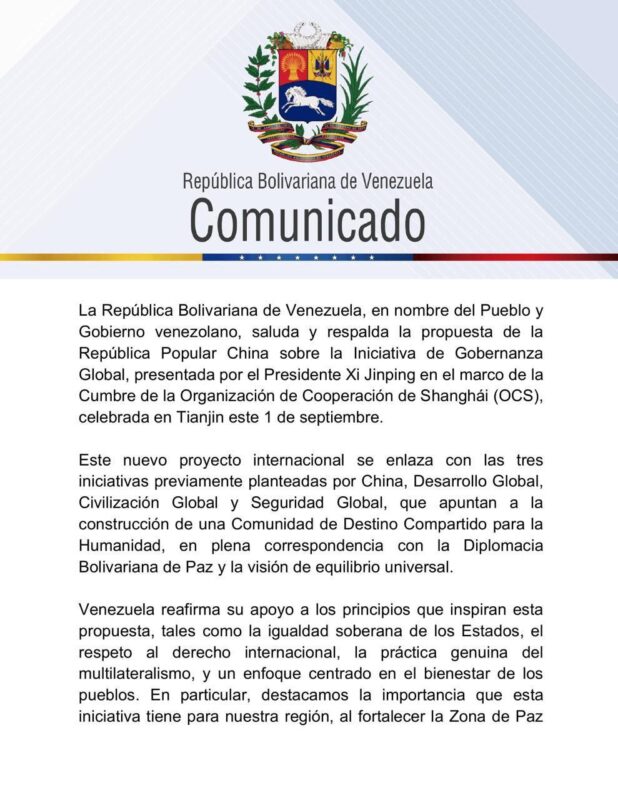 Venezuela se adhiere a la iniciativa de Gobernanza Global