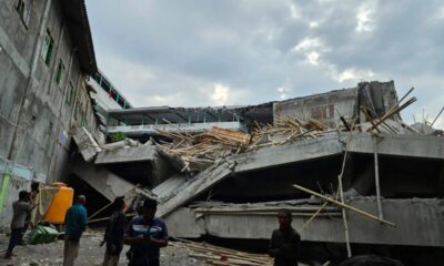 Sin señales de vida en internado derrumbado en Indonesia
