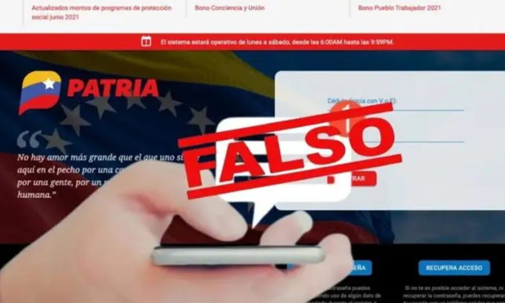 Sistema Patria alerta a usuarios por estafa relacionada con falso Bono Navideño