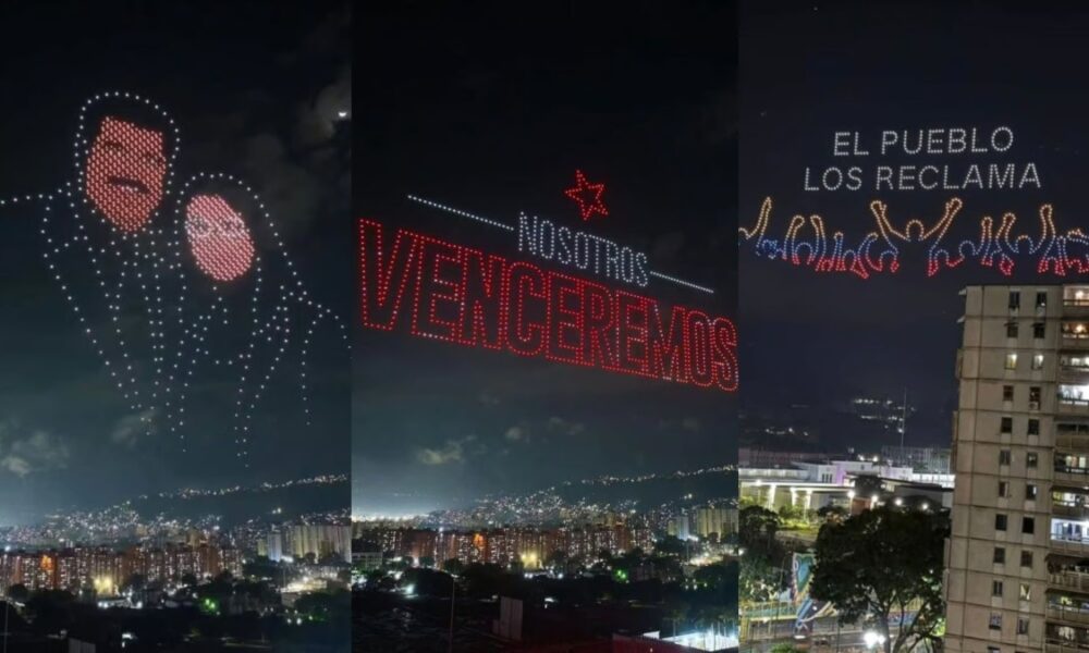 Caracas se iluminó de drones exigiendo la liberación del presidente Nicolás Maduro y Cilia Flores