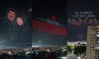 Caracas se iluminó de drones exigiendo la liberación del presidente Nicolás Maduro y Cilia Flores