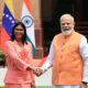 Delcy Rodríguez felicitó al primer ministro Modi por sus 25 años de servicio público